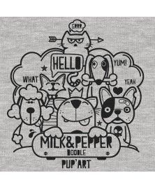 T-Shirt Doodle Gris pour chiens - Milk&Pepper