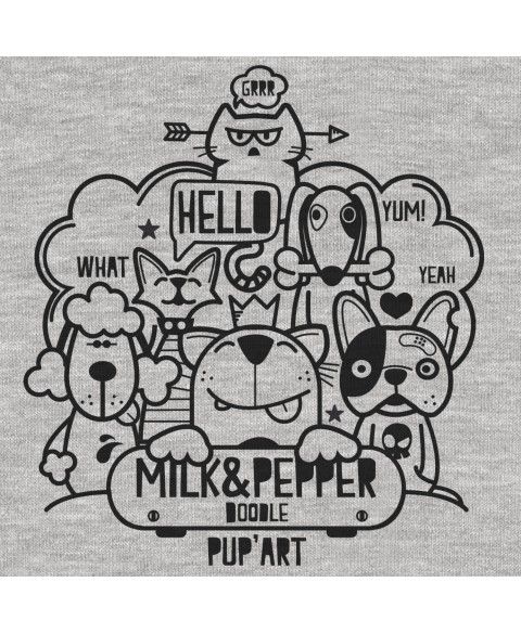 T-Shirt Doodle Gris pour chiens - Milk&Pepper
