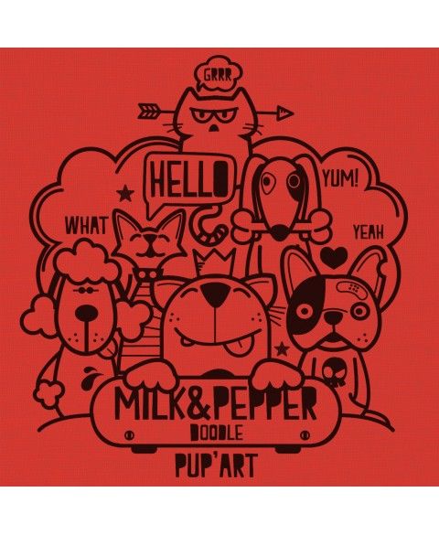 T-Shirt Doodle Orange pour chiens - Milk&Pepper
