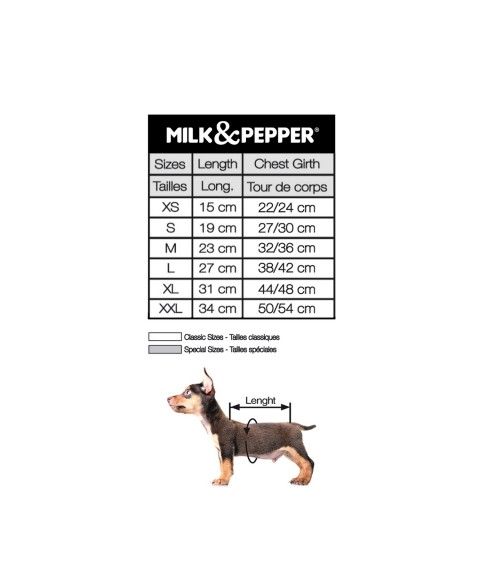 Size guide tshirt milkandpepper