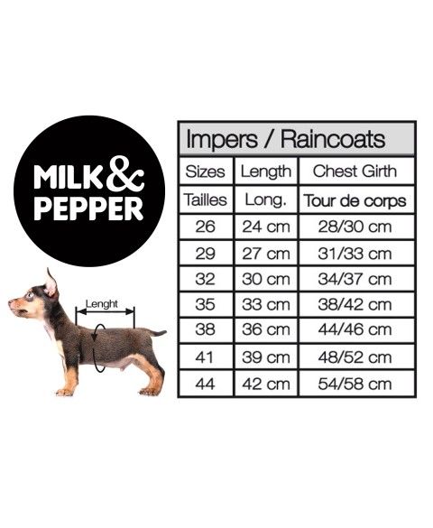 Guide des tailles imperméables pour chien - Milk&Pepper